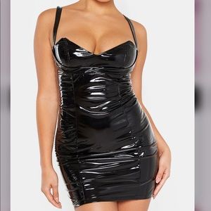 Black vinyl petite dress